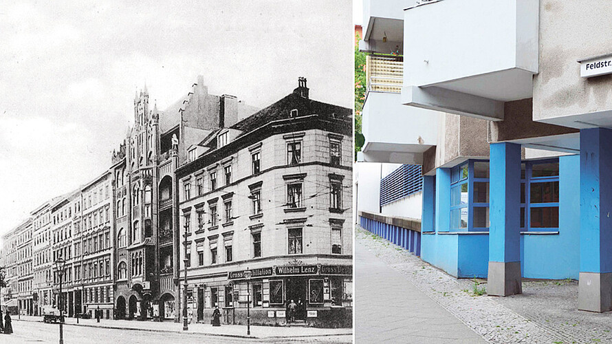 Blick in eine Straße – die Ackerstraße im Jahr 1920 und im Jahr 2015